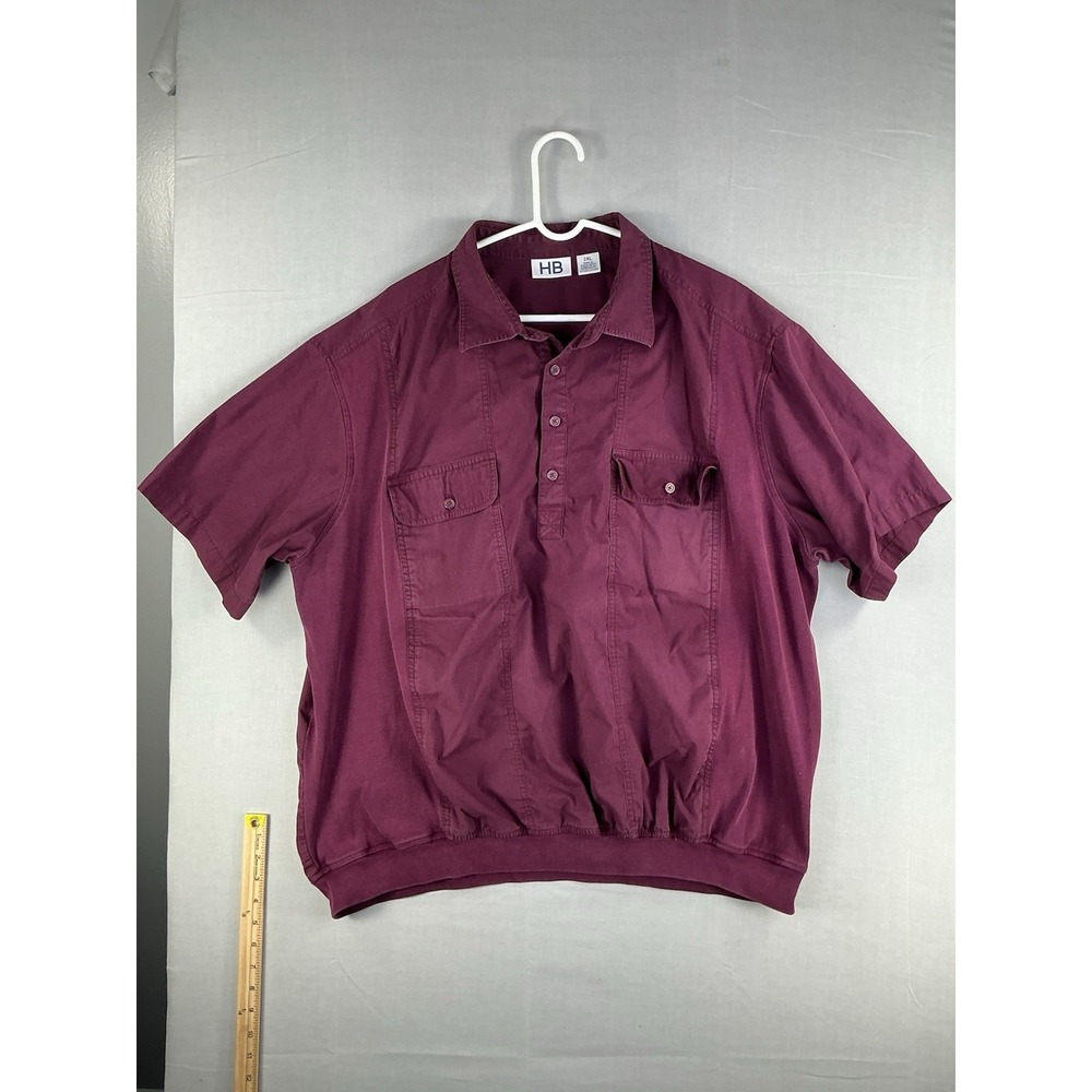 Harbor Bay Polo Shirt Mens 2XL Burgundy Short Sleeve Casual Cotton